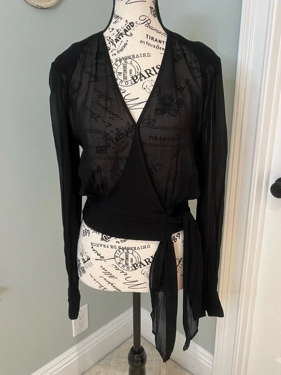 Stockholm Atelier & other Stories Black Sheer Top | SZ 4 |Snap Closure |Like New - Picture 1 of 11